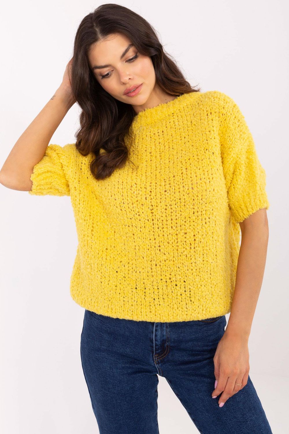 Italy Moda Yellow Short Sleeve Jumper