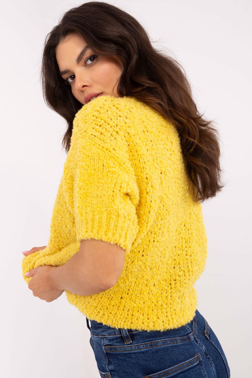 Italy Moda Yellow Short Sleeve Jumper - view 3