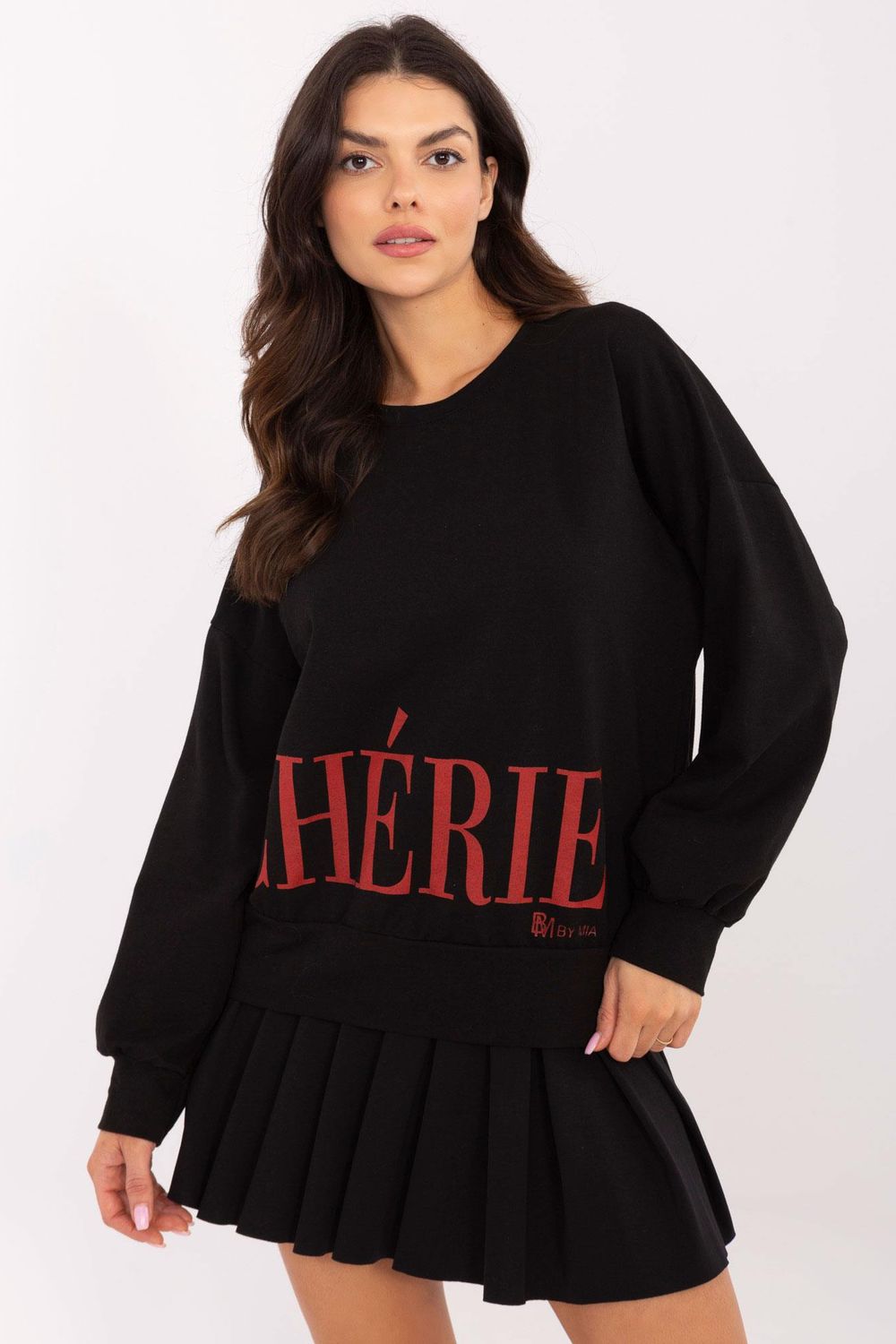 Italy Moda Black Long Sleeve Cotton Sweatshirt