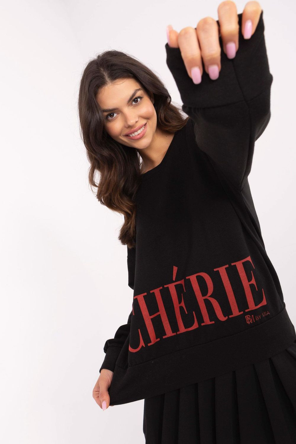 Italy Moda Black Long Sleeve Cotton Sweatshirt - view 2