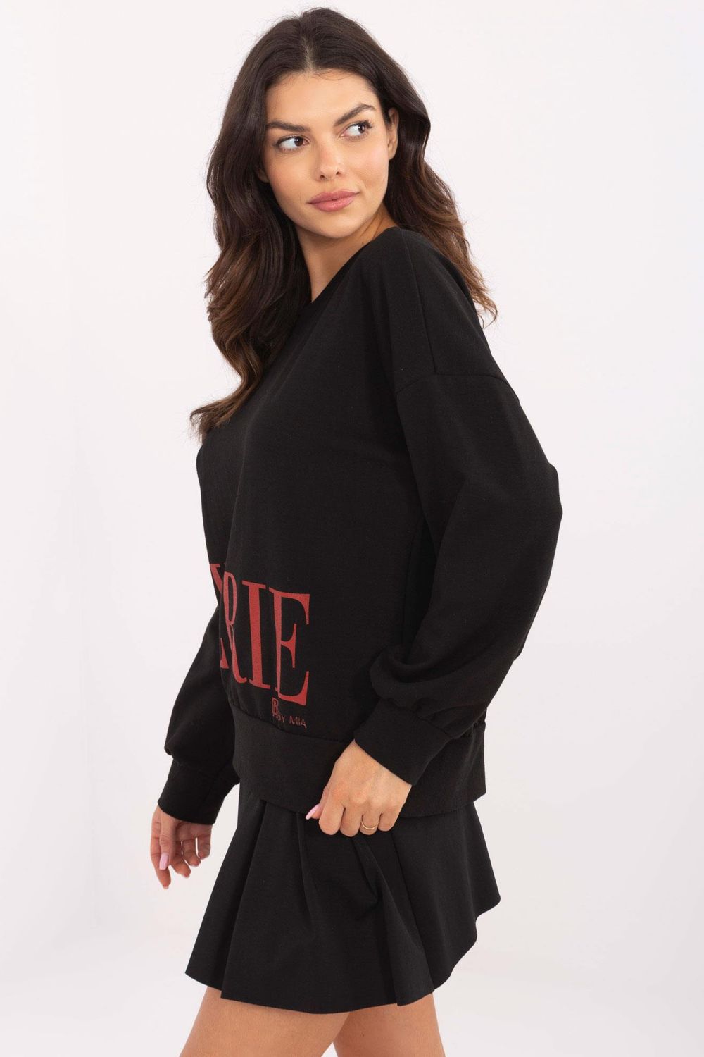 Italy Moda Black Long Sleeve Cotton Sweatshirt - view 3