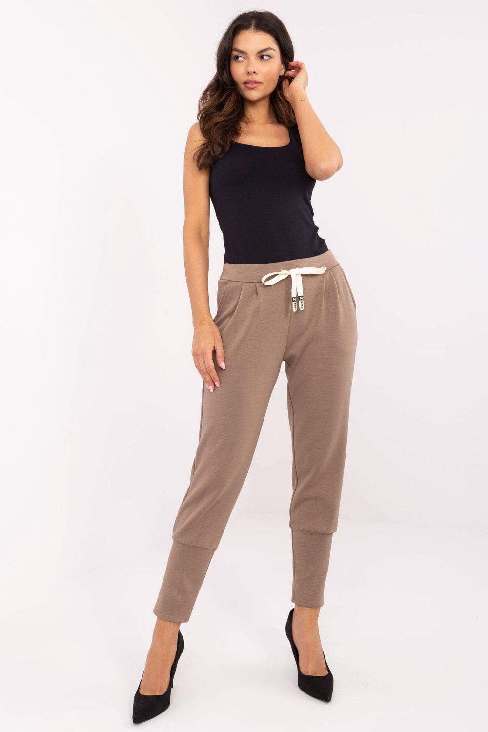 Italy Moda Brown High Waisted Joggers