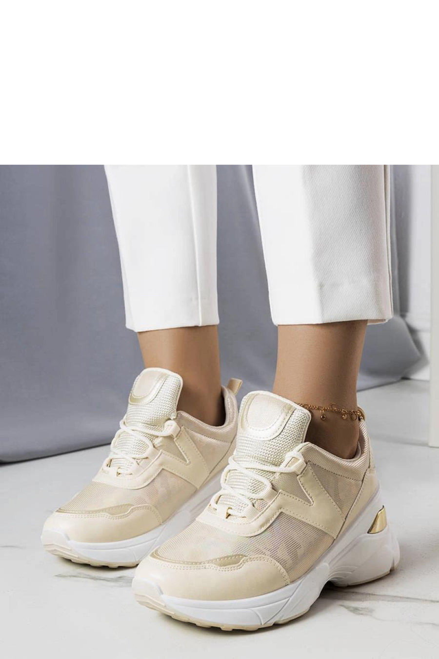 Solea Beige Lace Up Warm Lined Trainers