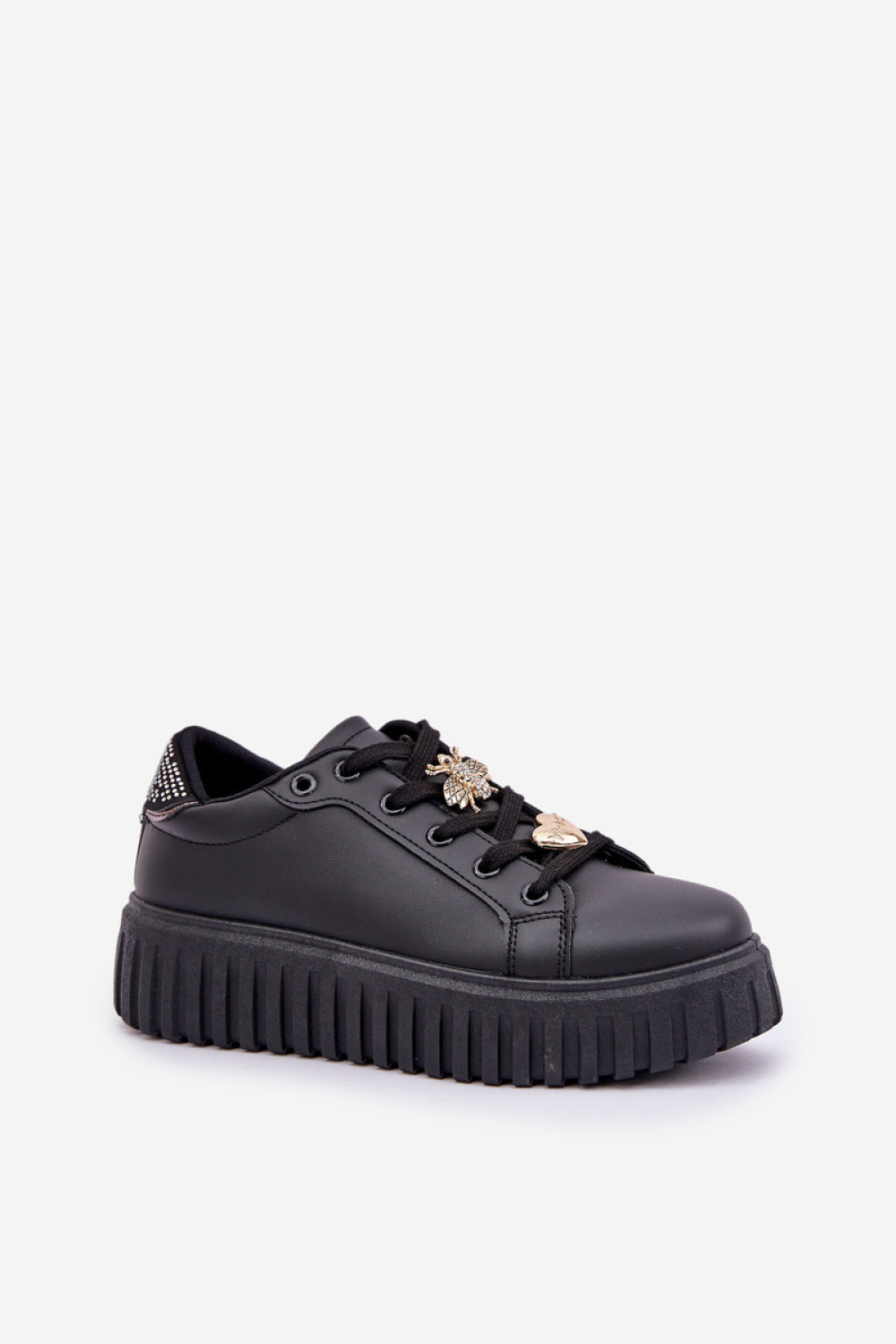 Step In Style Black Faux Leather Platform Trainers - view 2