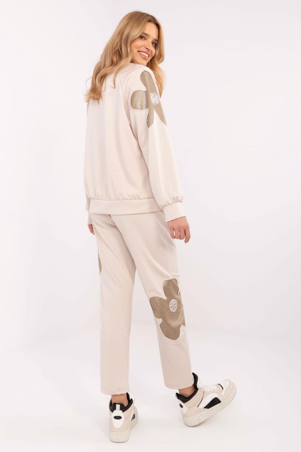 Italy Moda Beige High Waisted Long Sleeve Cotton Co-Ord Set - view 2