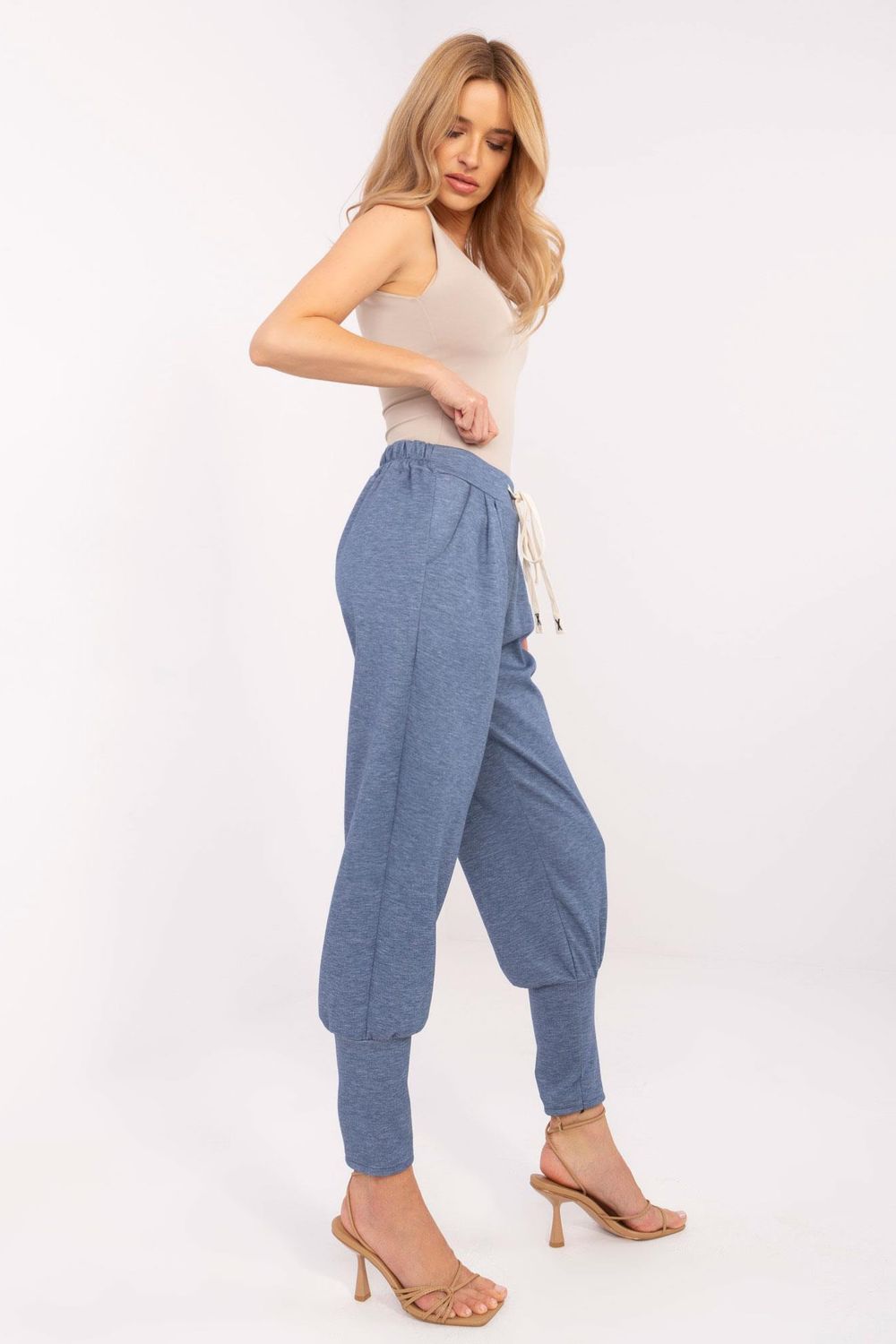 Italy Moda Dark Blue High Waisted Joggers