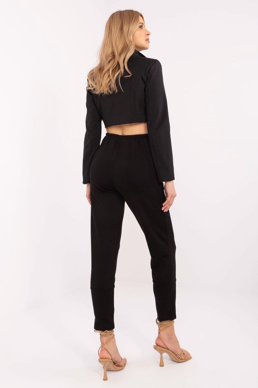 Italy Moda Black High Waisted Joggers - view 3