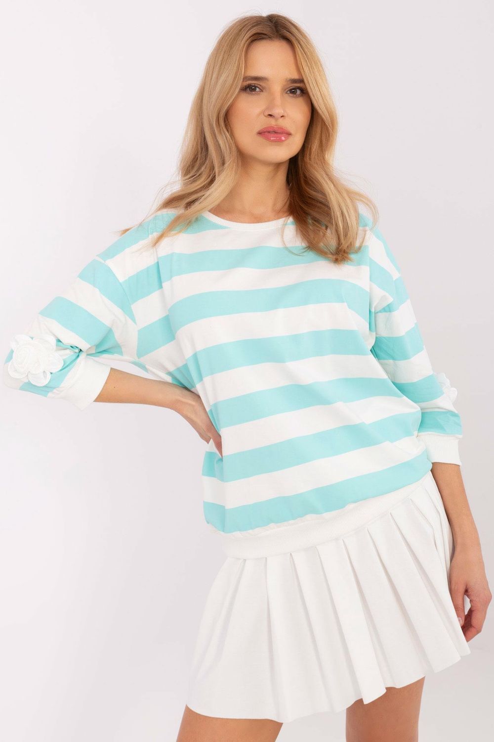Relevance Mint Striped Cotton Blouse