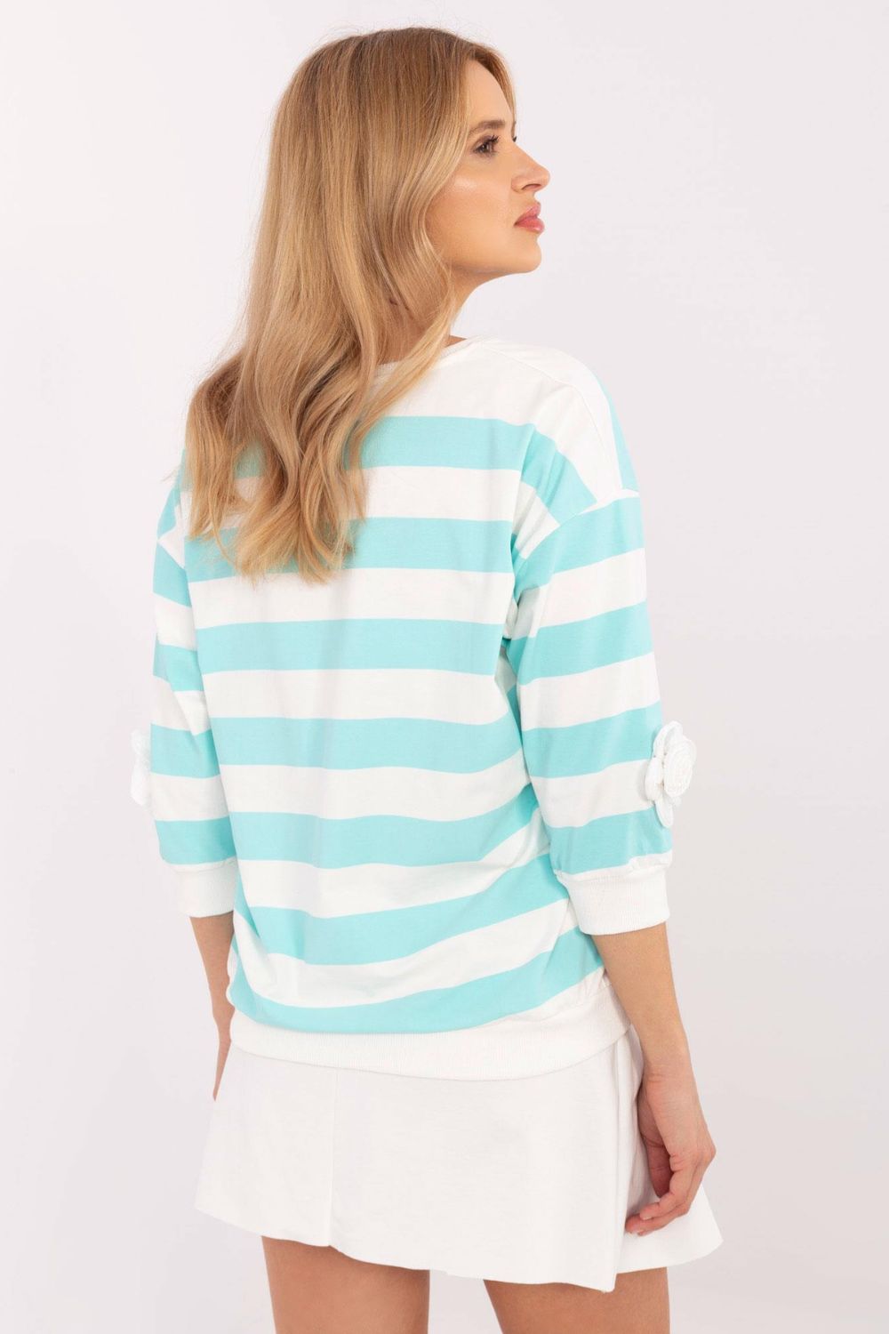 Relevance Mint Striped Cotton Blouse - view 3