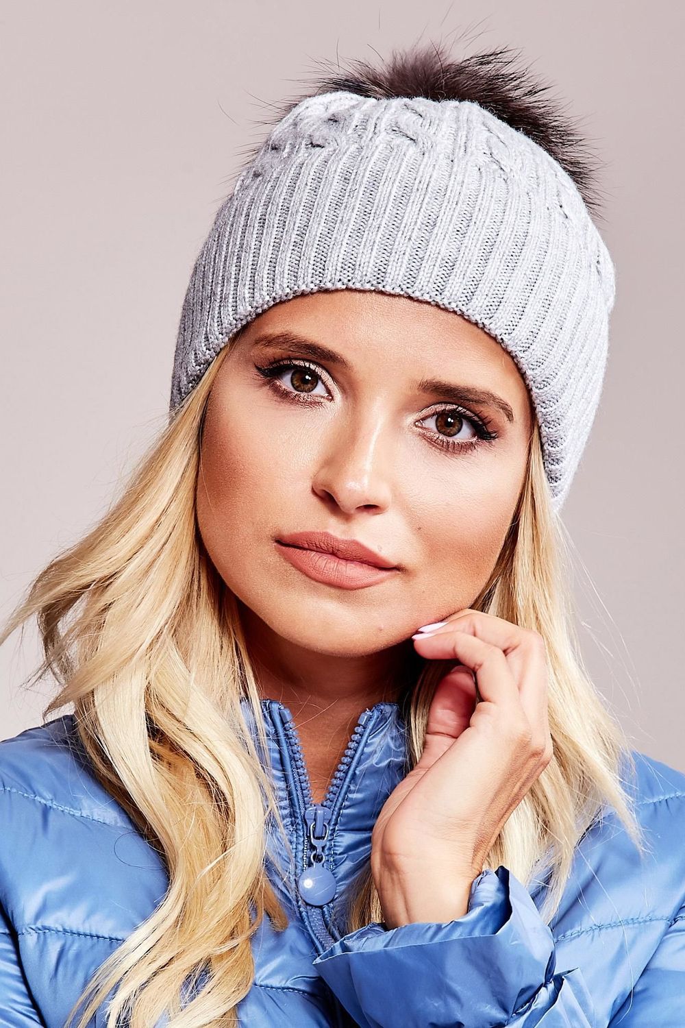 AT Grey Ribbed Beanie Hat