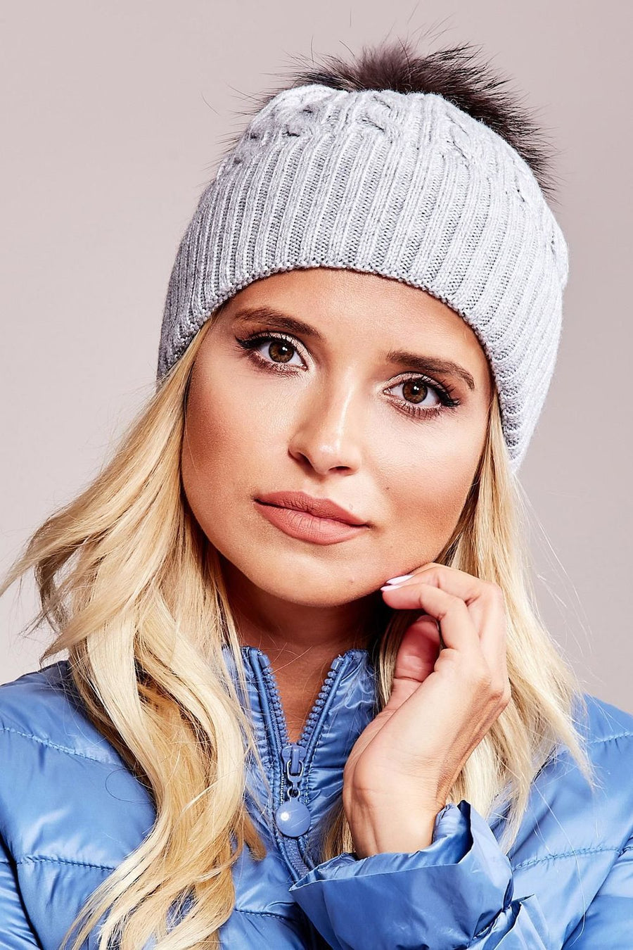 AT Grey Ribbed Beanie Hat