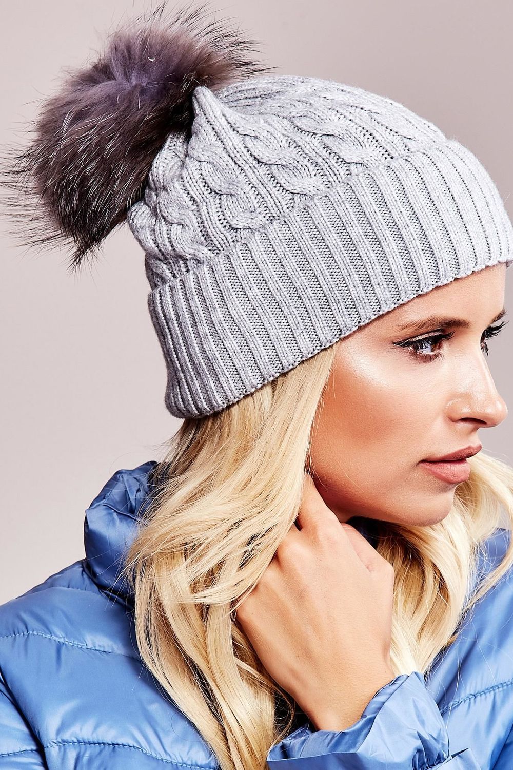AT Grey Ribbed Beanie Hat - view 2
