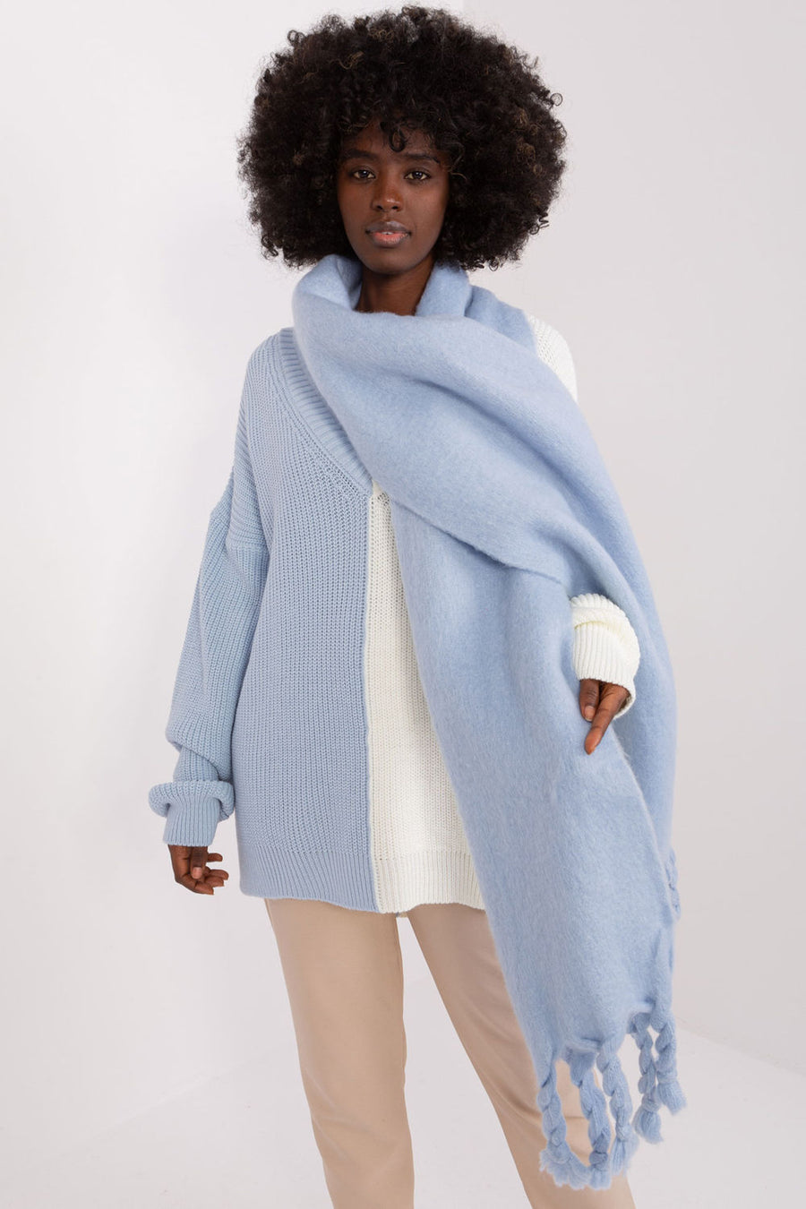 AT Light Blue Draped Shawl