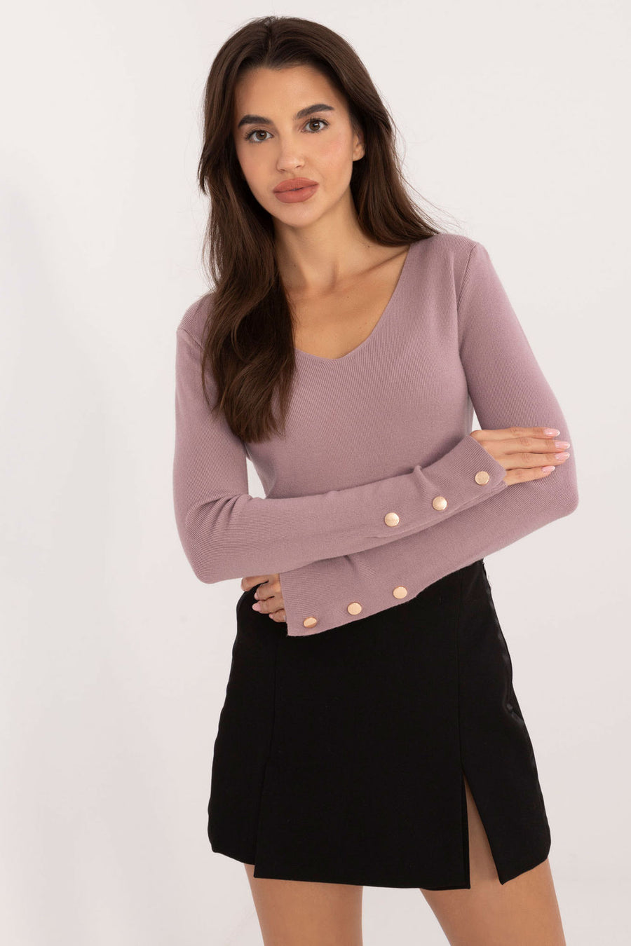 AT Violet V-Neck Long Sleeve Jumper