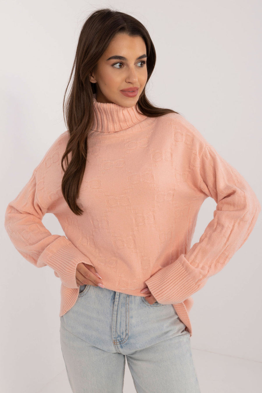 AT Salmon Long Sleeve Roll Neck Jumper