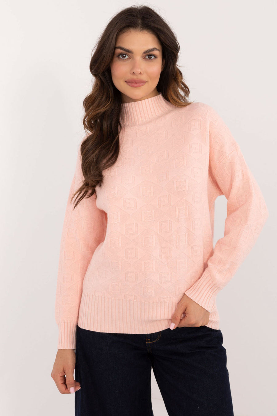 AT Peach Roll Neck Long Sleeve Jumper