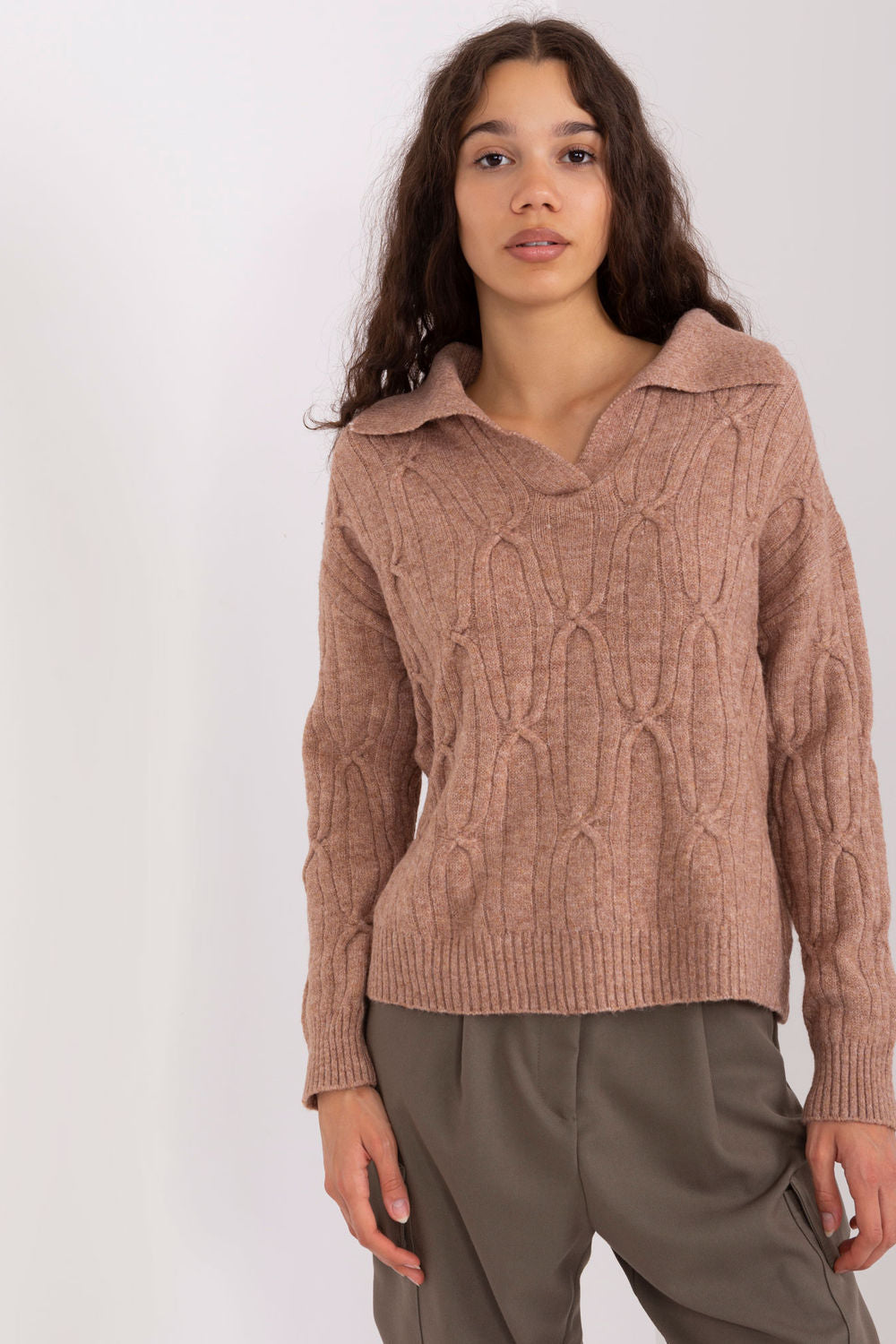 AT Brown Collared Long Sleeve Jumper