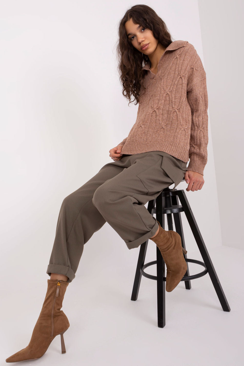 AT Brown Collared Long Sleeve Jumper - view 4