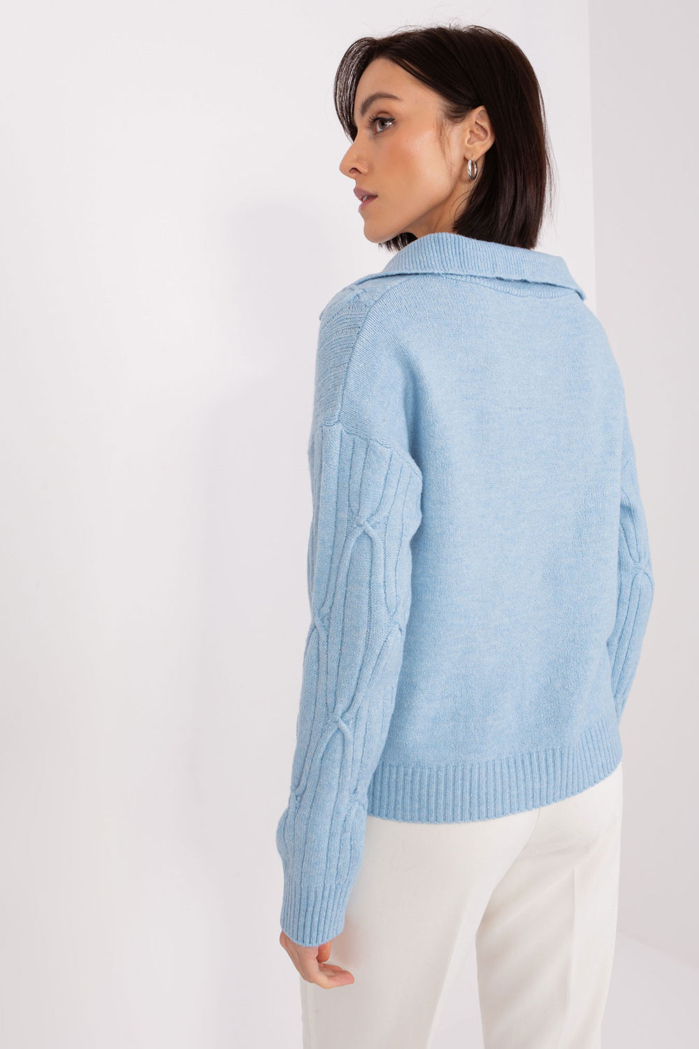 AT Light Blue Collared Long Sleeve Jumper - view 3