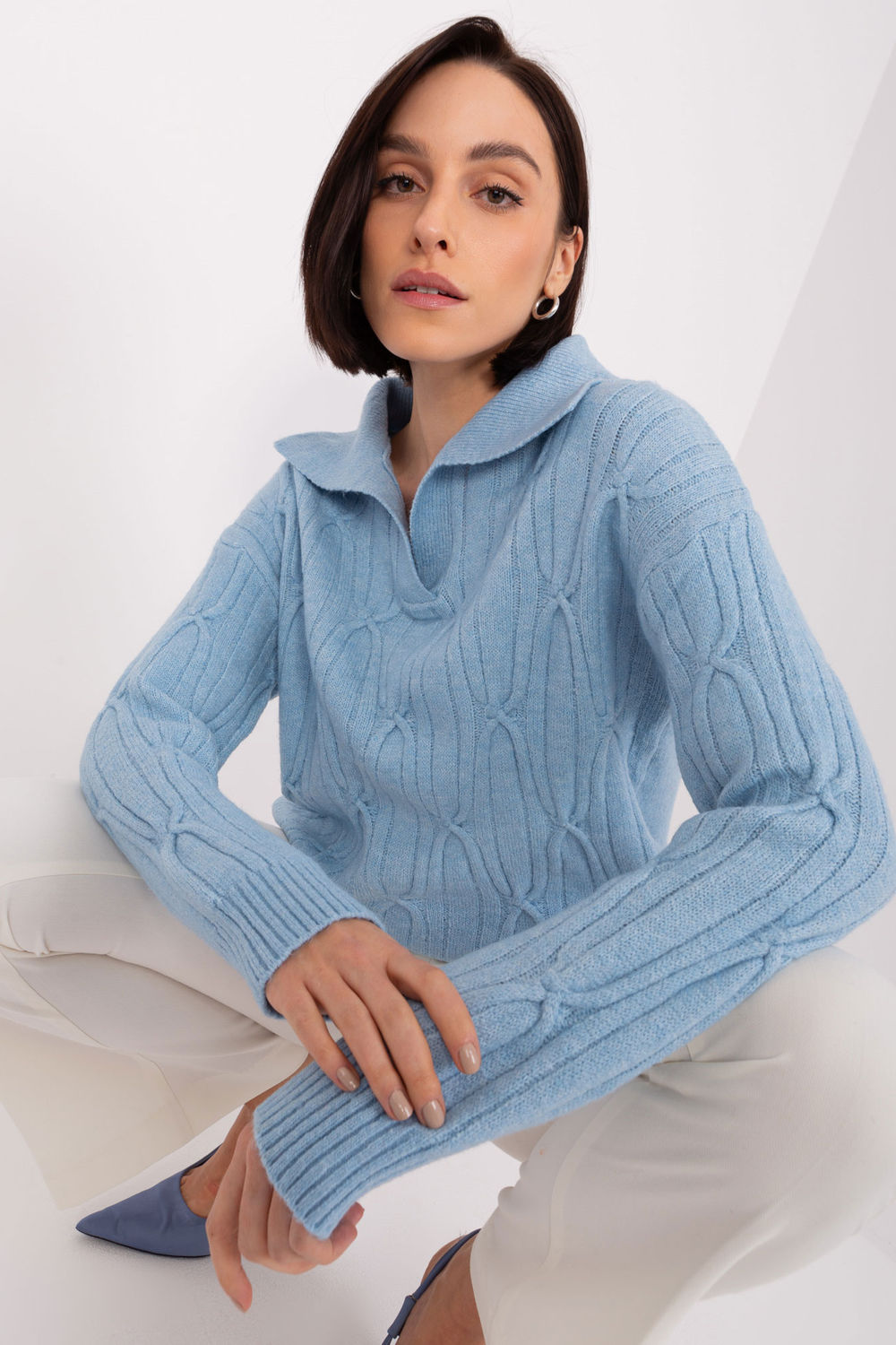 AT Light Blue Collared Long Sleeve Jumper - view 4