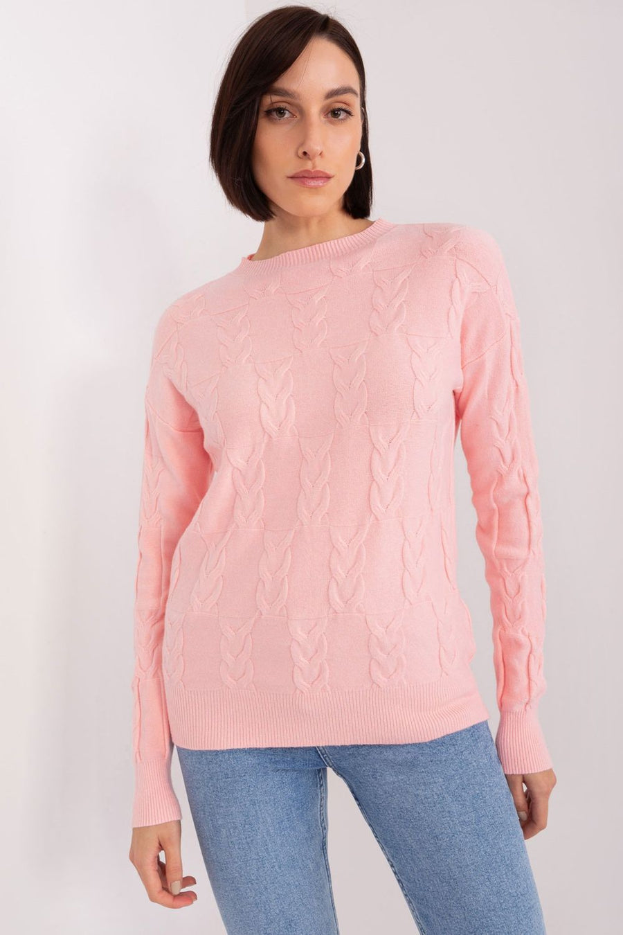 AT Light Pink Round Neck Long Sleeve Jumper
