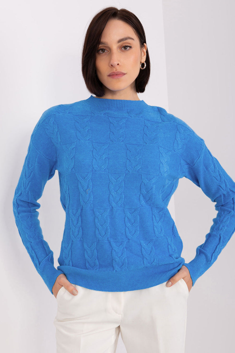 AT Blue Round Neck Long Sleeve Jumper