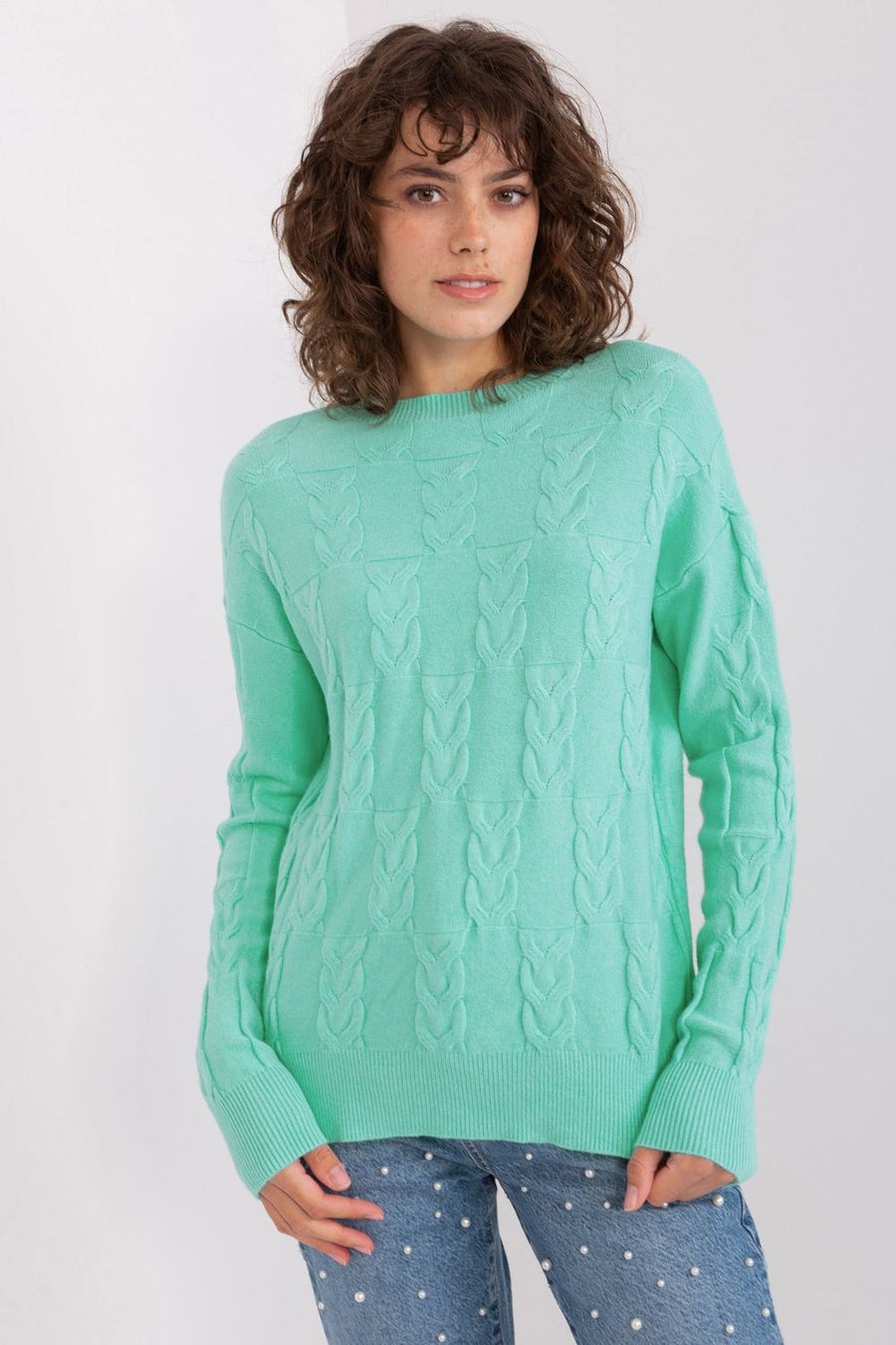 AT Mint Round Neck Long Sleeve Jumper