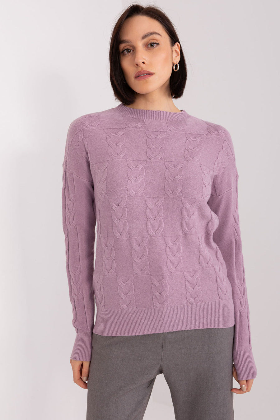 AT Violet Round Neck Long Sleeve Jumper
