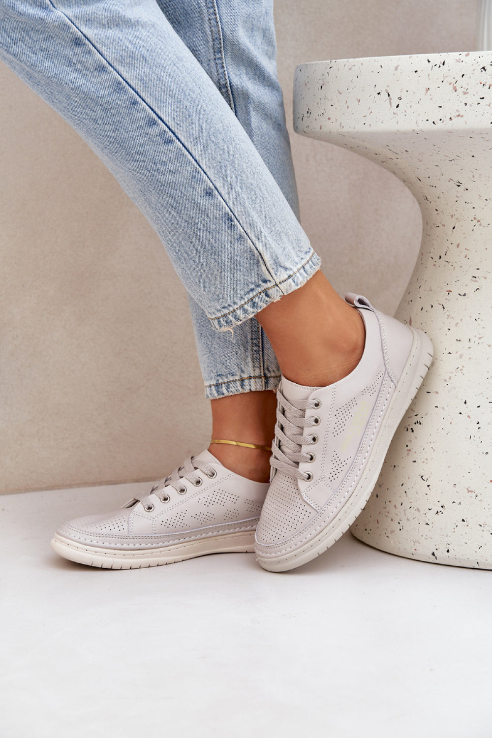 Step In Style Cloesa Grey Leather Lace Up Trainers - view 3
