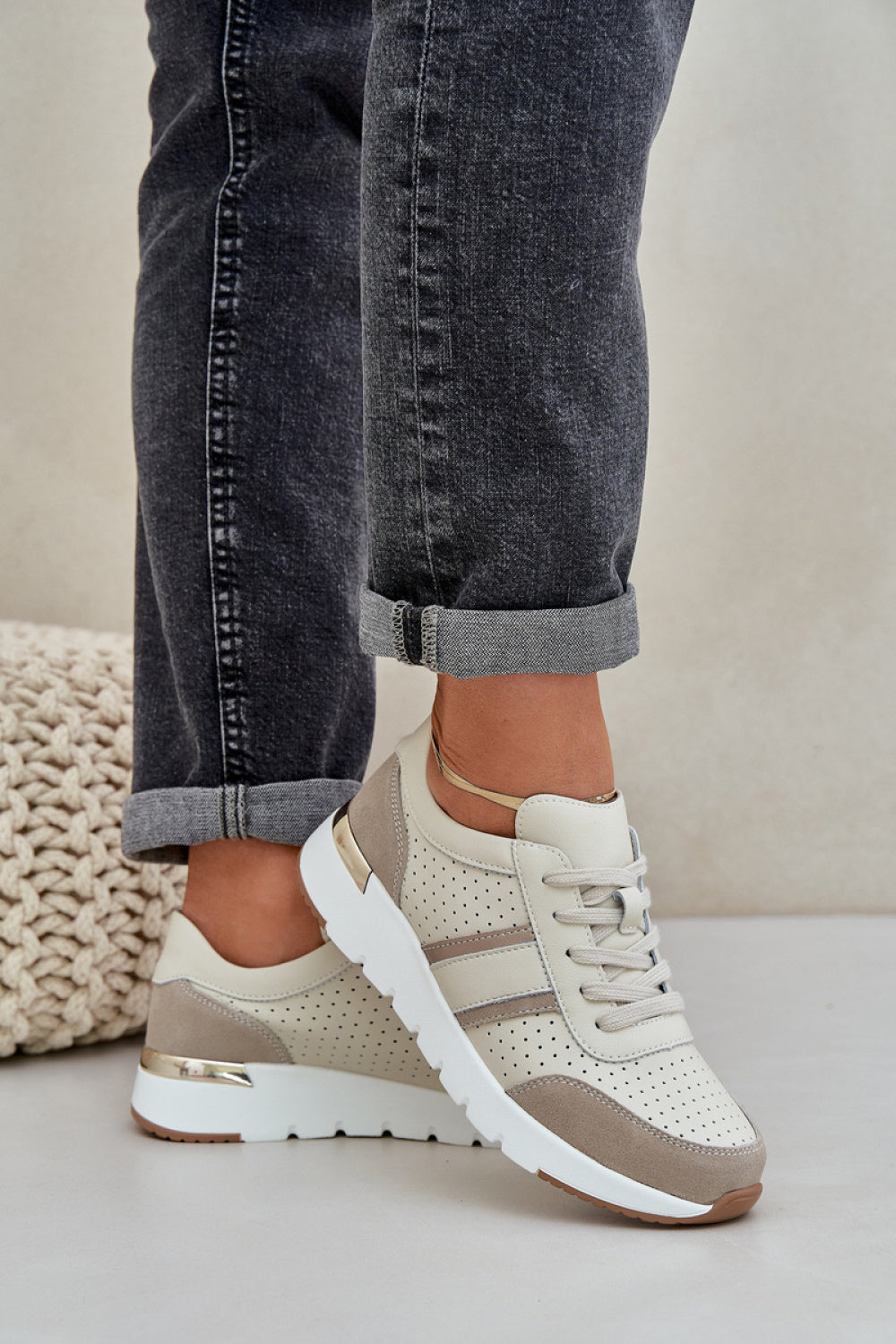 Step In Style Beige Platform Trainers - view 3