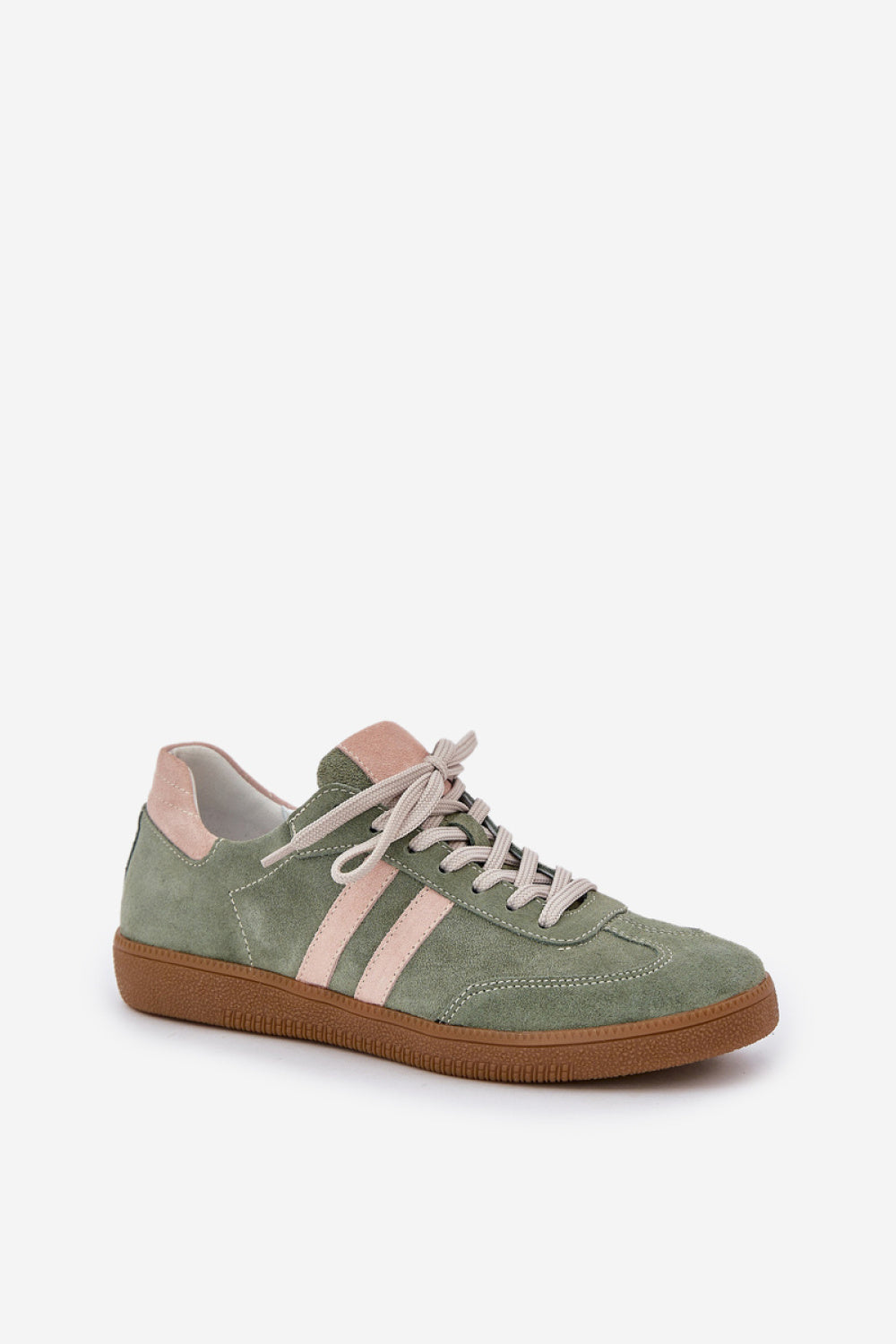 Step In Style Green Suede Lace Up Trainers - view 2