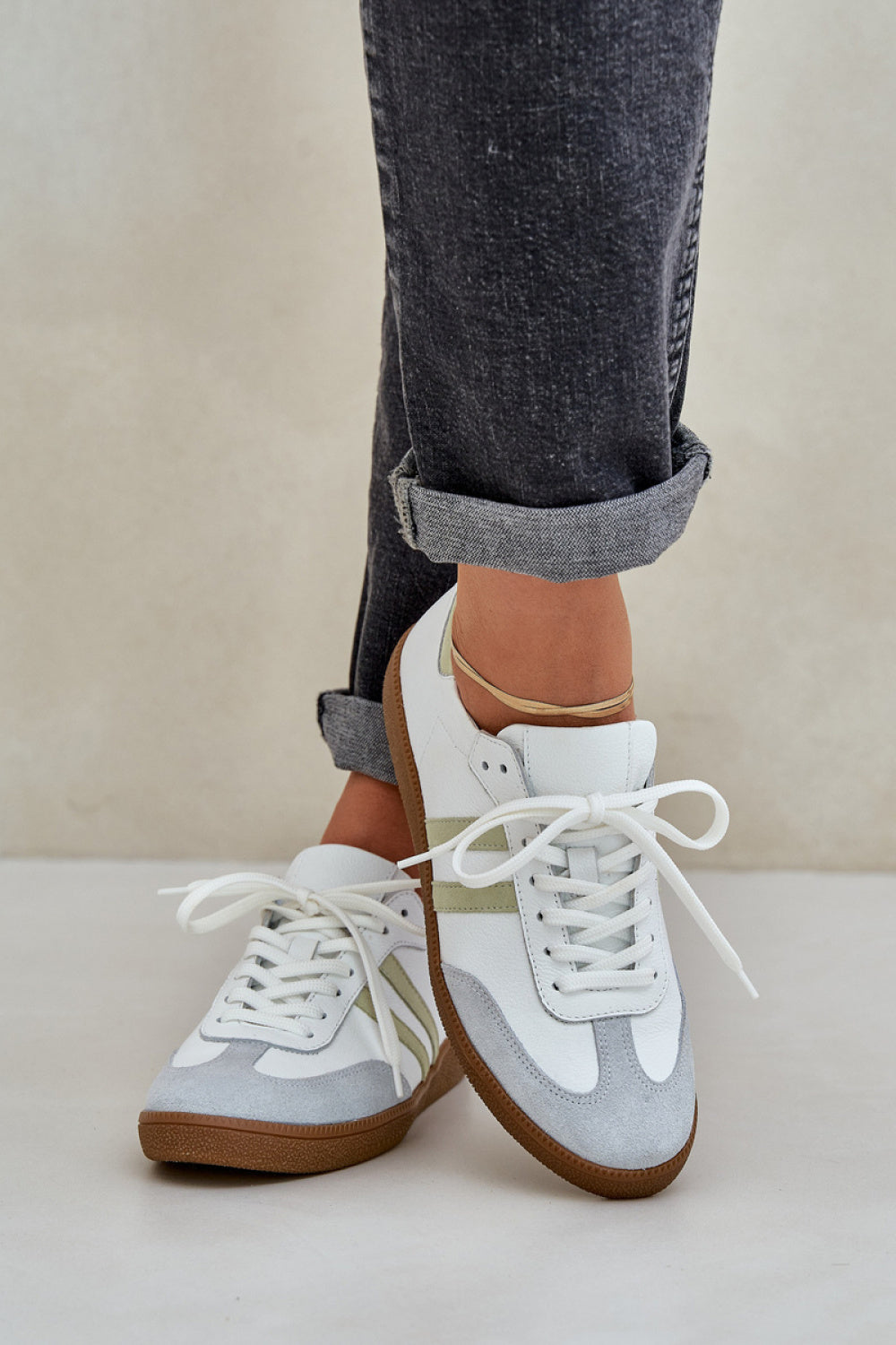 Step In Style White Leather Lace Up Trainers - view 3