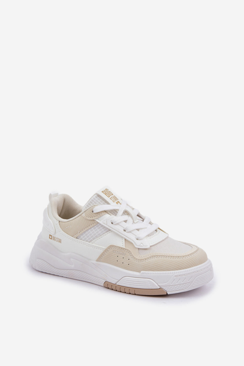 Step In Style Beige Faux Leather Trainers - view 2