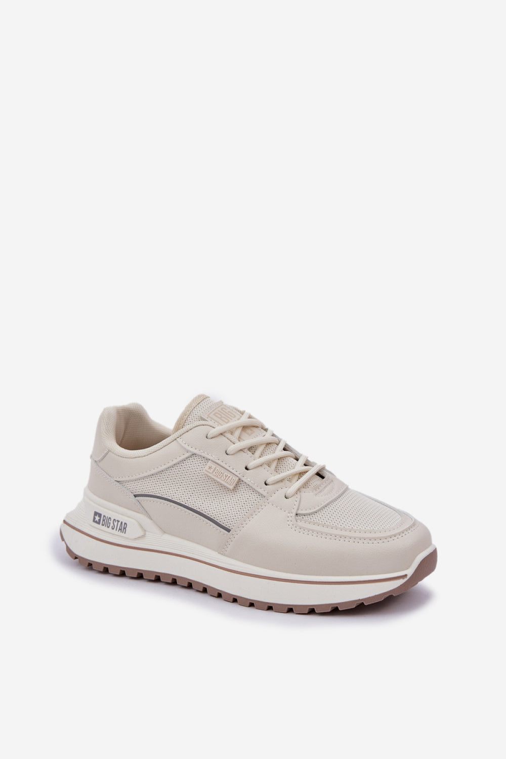 Step In Style Light Beige Faux Leather Trainers - view 2