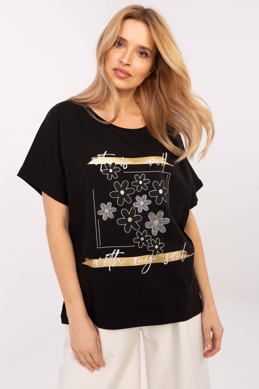 Factory Price Black Oversized Short Sleeve Blouse