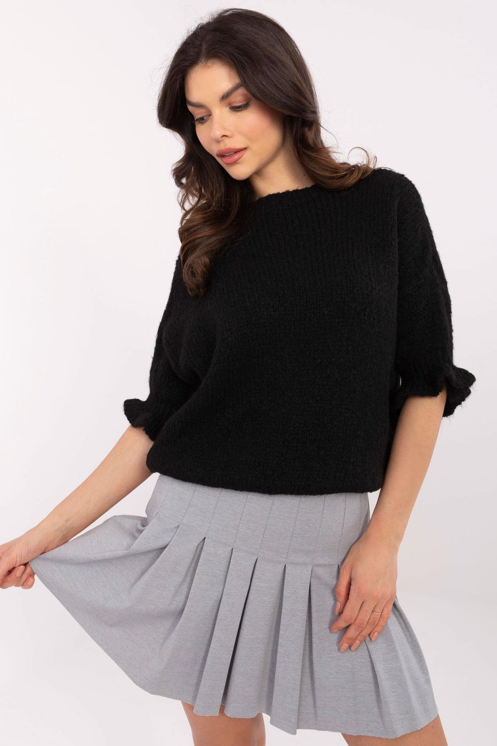 Italy Moda Black Round Neck Jumper