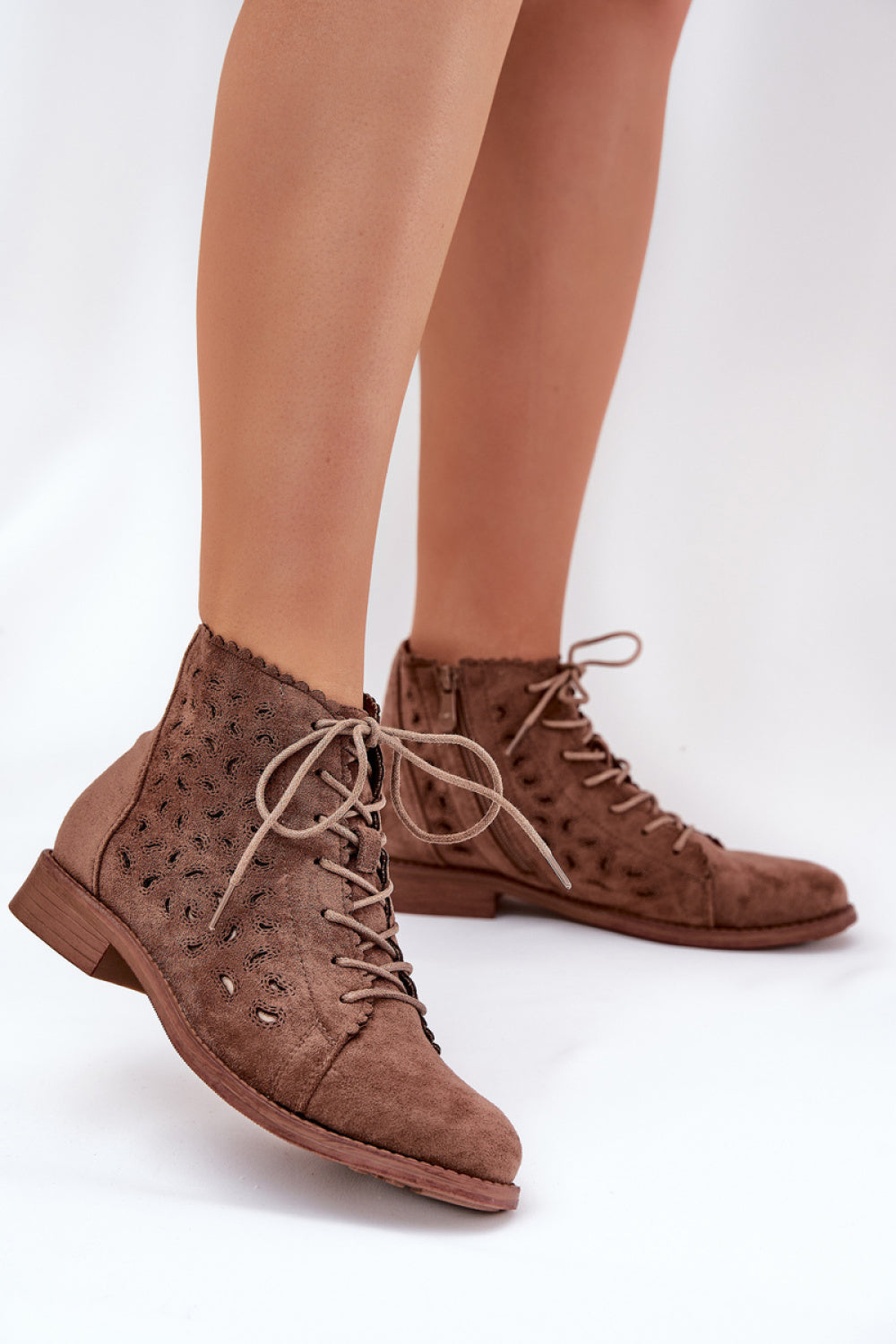 Step In Style Brown Faux Suede Lace Up Boots