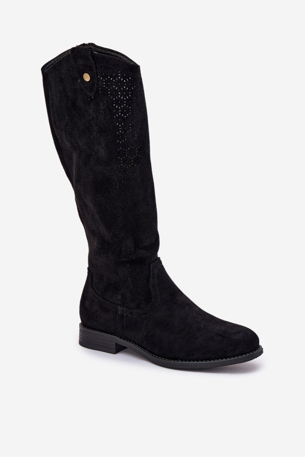 Step In Style Black Faux Suede Flat Over The Knee Boots - view 2