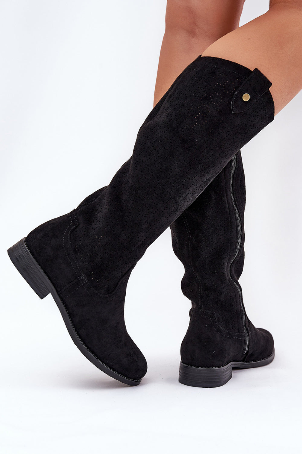 Step In Style Black Faux Suede Flat Over The Knee Boots - view 3