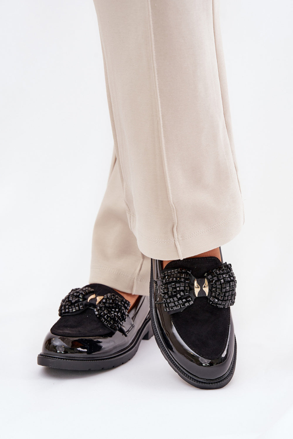 Step In Style Black Flat Moccasins with Round Toe