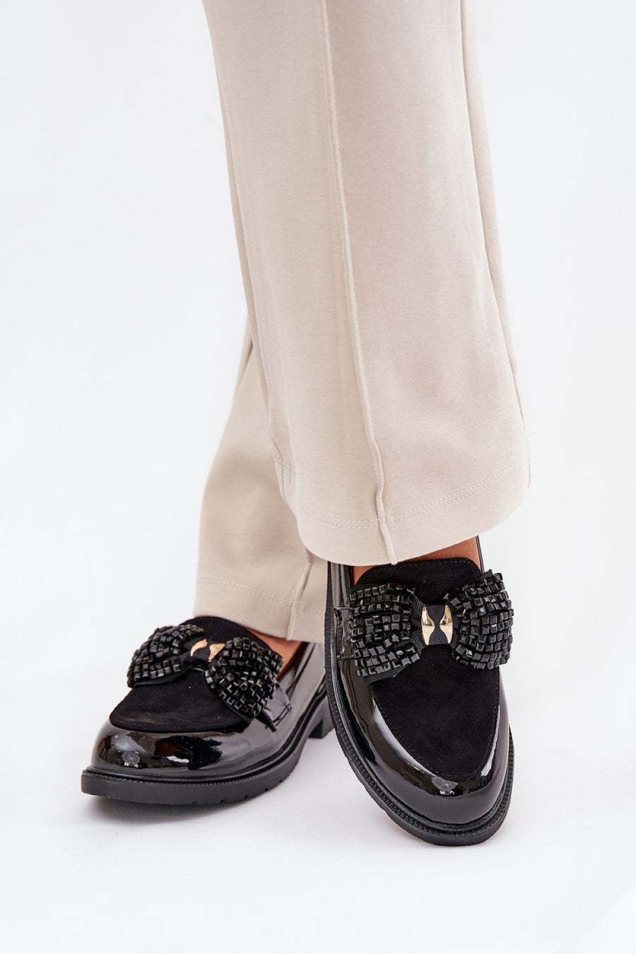 Step In Style Black Flat Moccasins with Round Toe