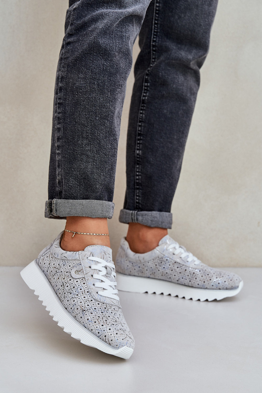 Step In Style Silver Sequin Platform Trainers