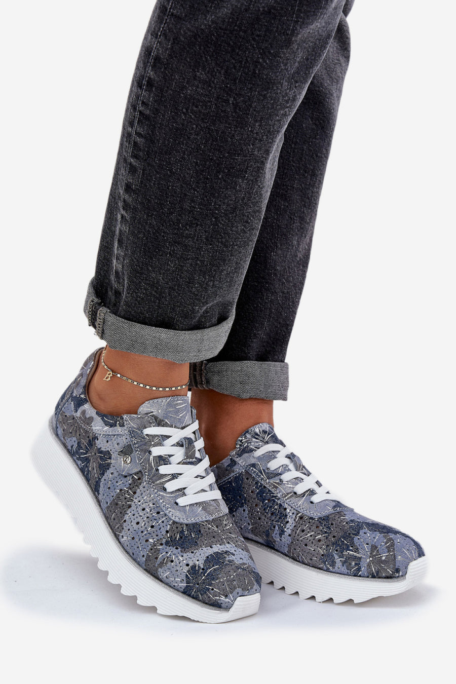 Step In Style Blue Sequin Platform Trainers
