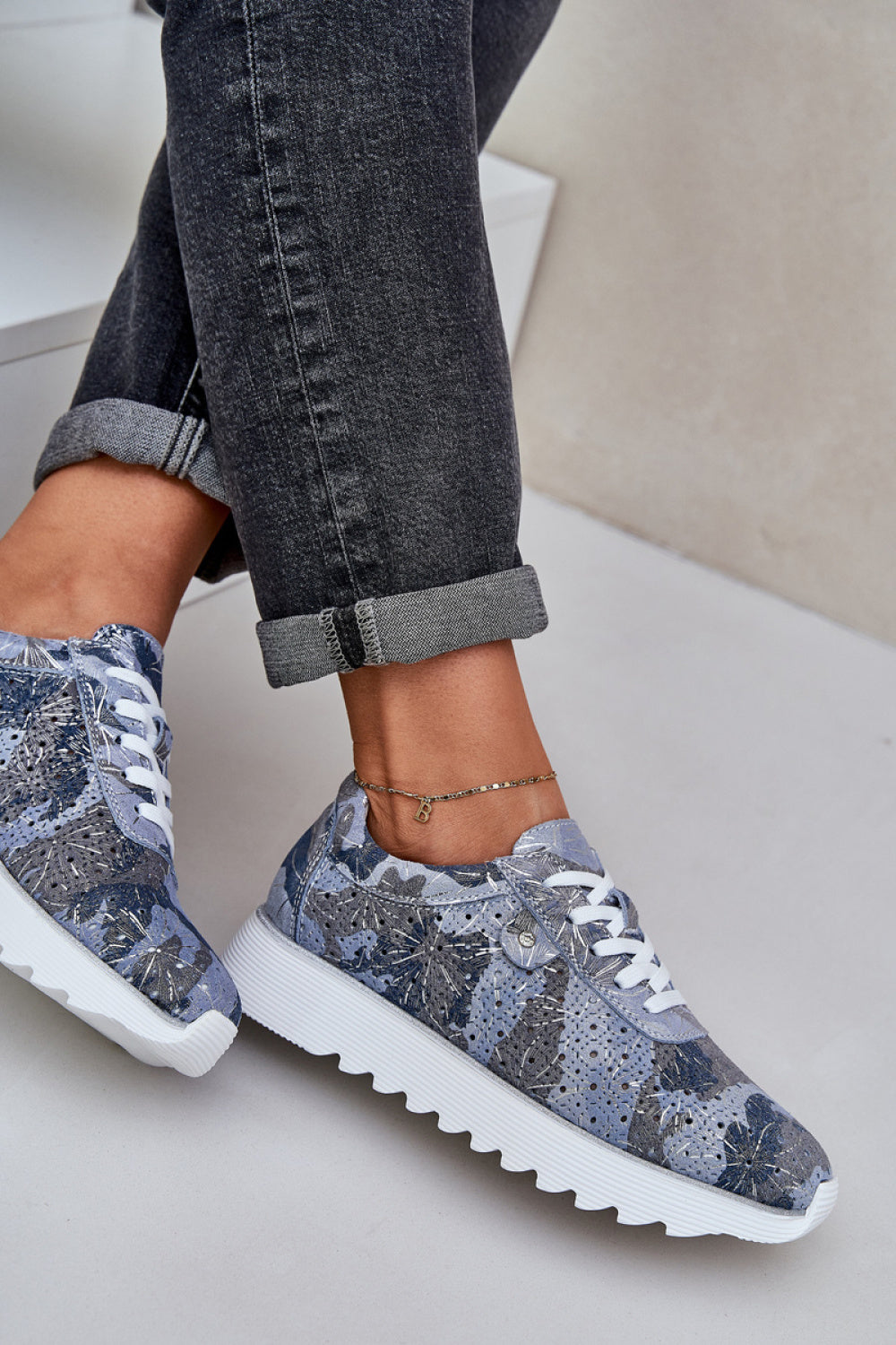 Step In Style Blue Sequin Platform Trainers - view 3