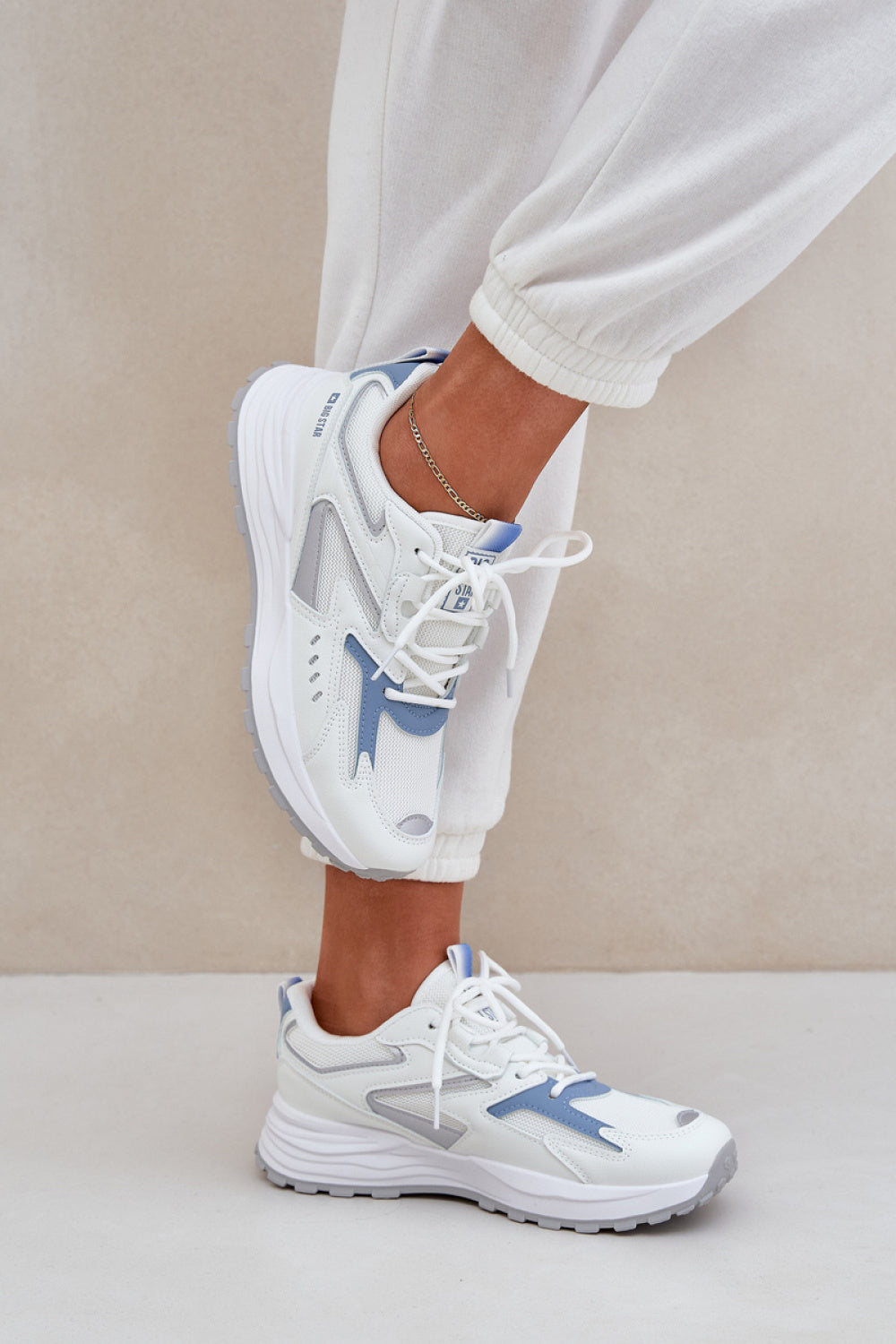 Step In Style Blue Faux Leather Trainers