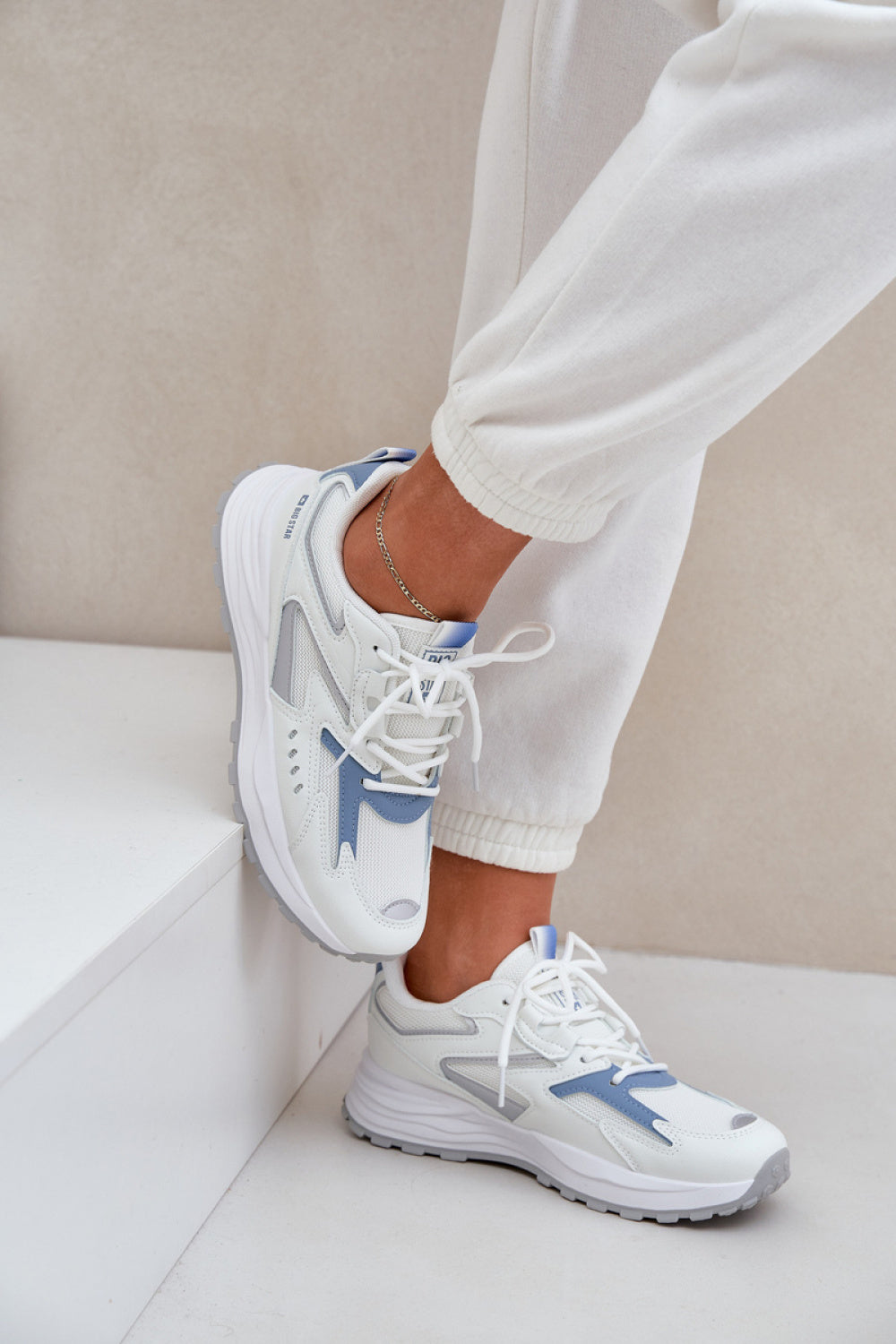 Step In Style Blue Faux Leather Trainers - view 3