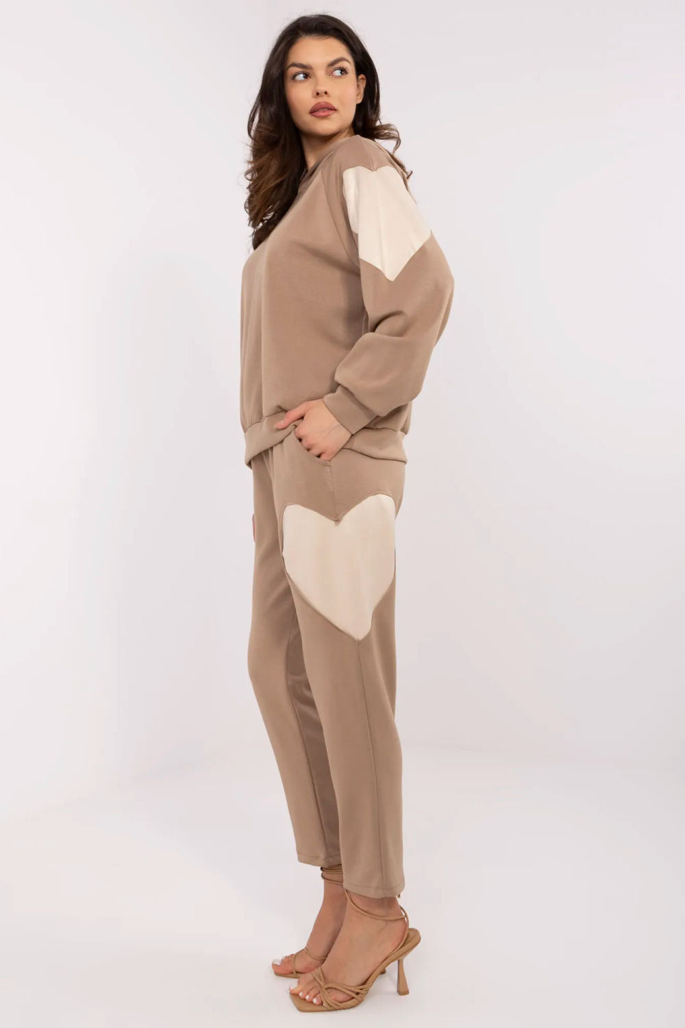 Italy Moda Light Brown High Waisted Cotton Co-Ord Set - view 2