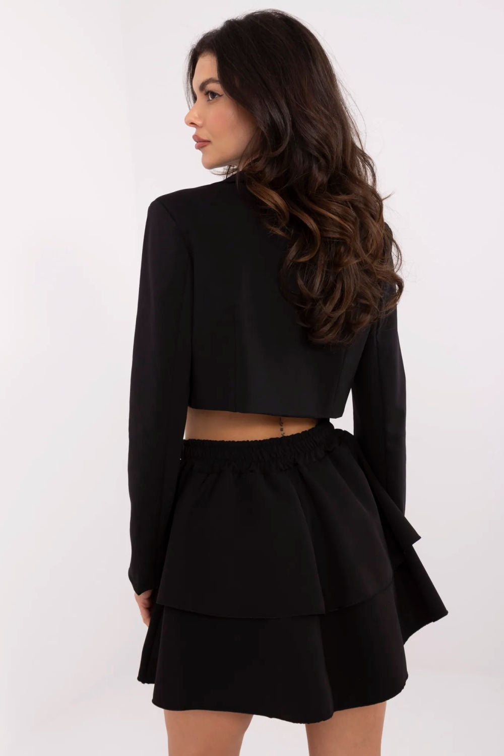 Italy Moda Black Flared Mini Skirt - view 3