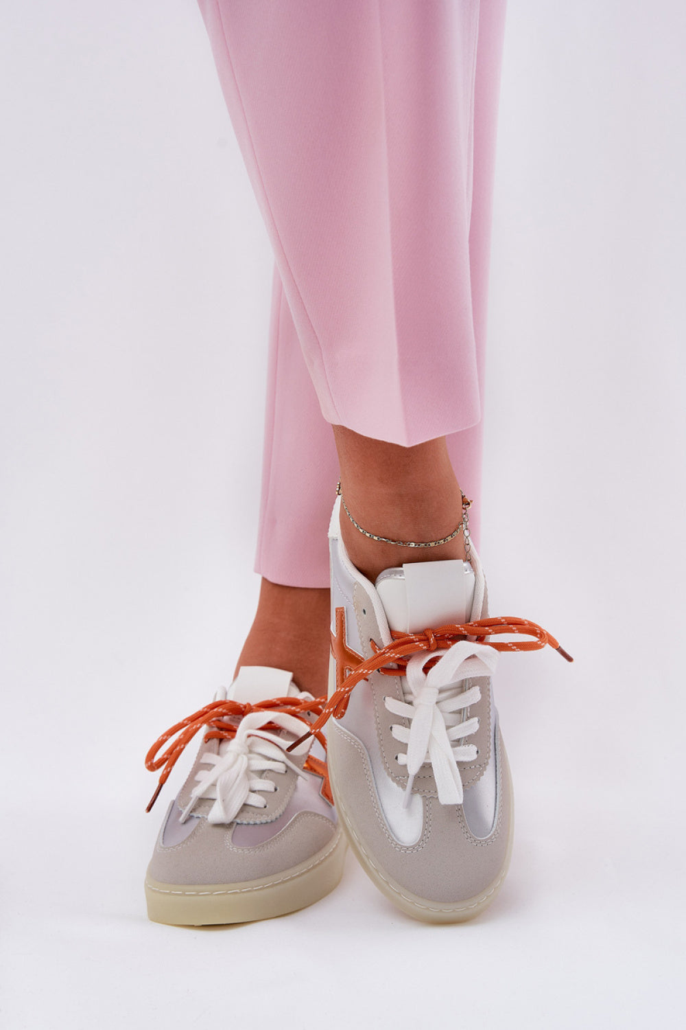 Step In Style Silver Faux Leather Trainers