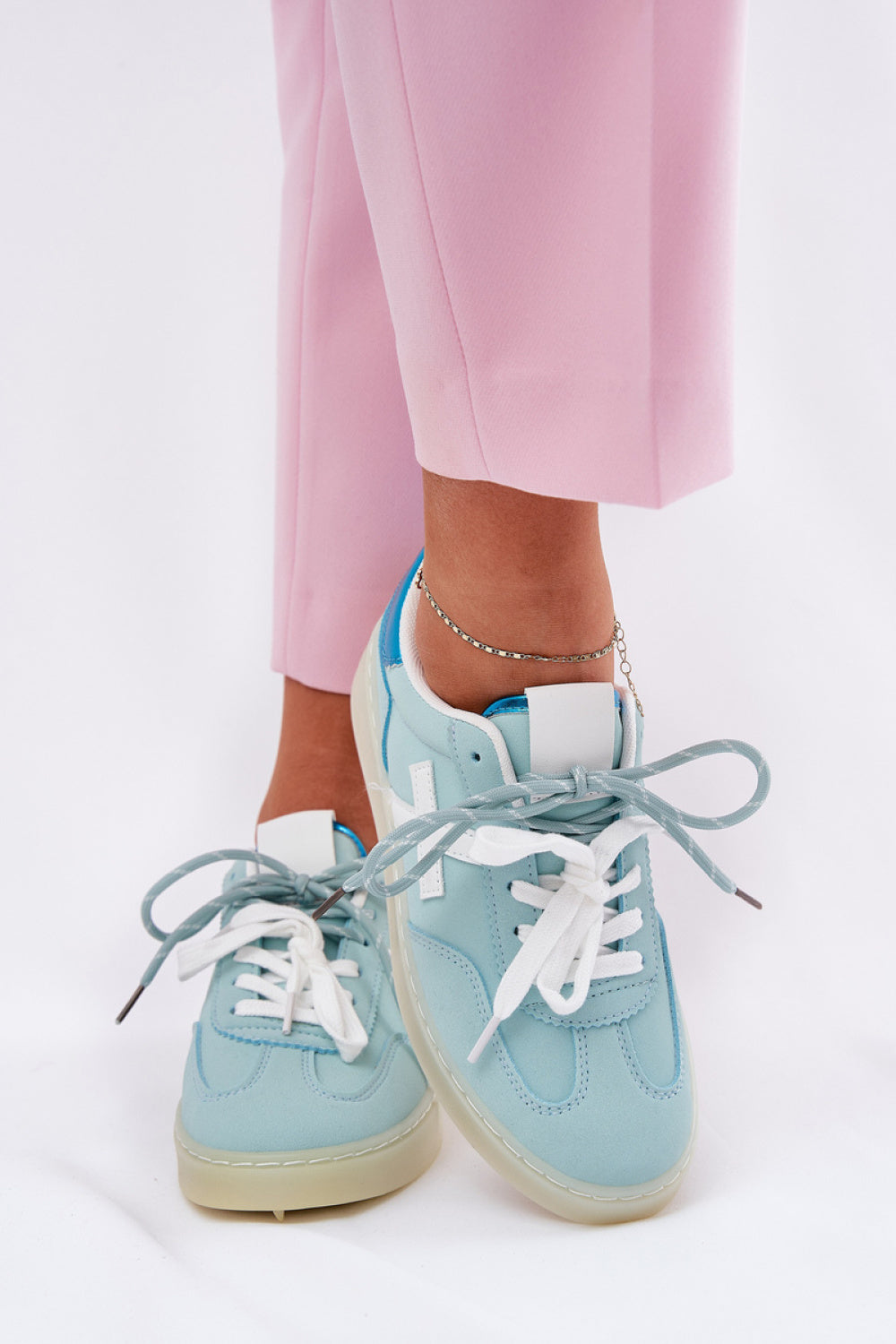 Step In Style Mint Faux Suede Trainers